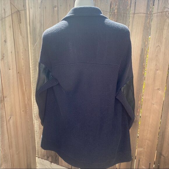 Maje chunky cotton blend cardigan with leather detailing size 2/medium - Picture 5 of 9